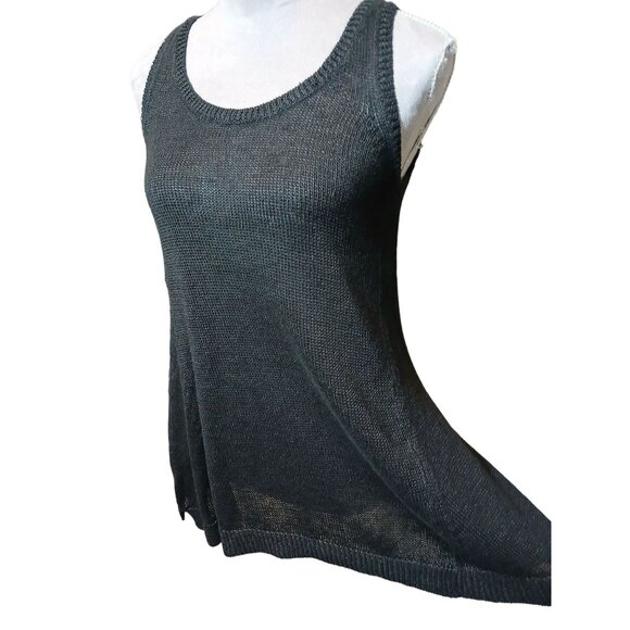 Lauren Ralph Lauren Womens Black Linen Swing Sweater Tank Textured Top Medium - Picture 2 of 7